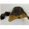 Image 8 : WWII US AIR FORCE PILOT BROWN LEATHER FLIGHT HELMET WITH GOGGLES