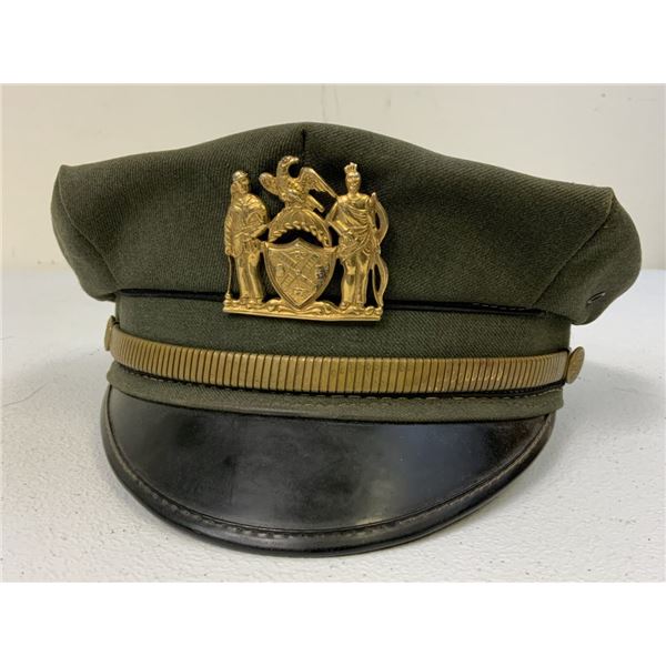 VINTAGE OBSOLETE POLICE DRESS VISOR CAP WITH BADGE NYPD