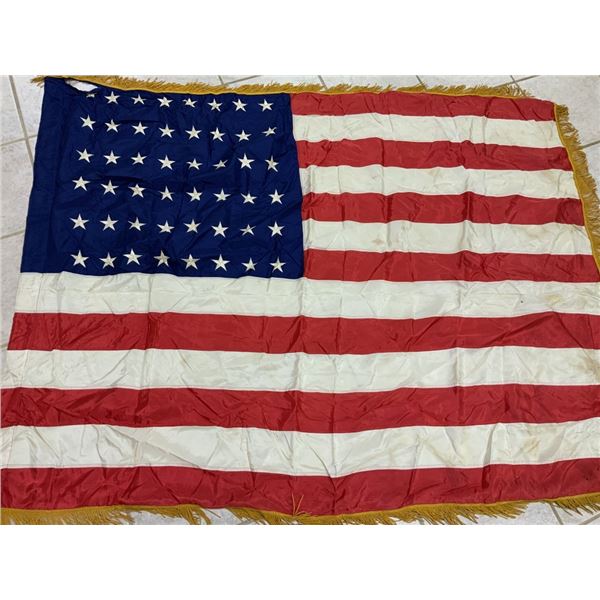 USA VINTAGE WWII ERA 48 STAR AMERICAN FLAG WITH FRINGES