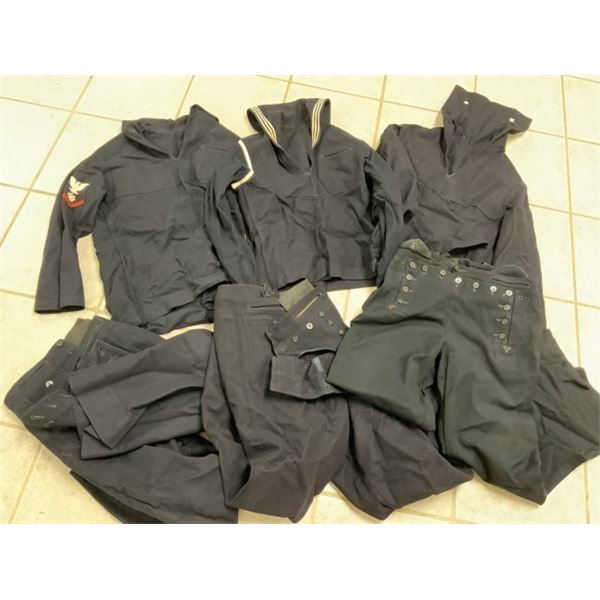 WWII AND POST WAR LARGE LOT OF US NAVY BLUES JUMPERS PANTS