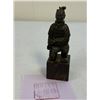 Image 1 : KNEELING CHINESE WARRIOR CARVED SOAPSTONE FIGURINE INK SEAL STAMP