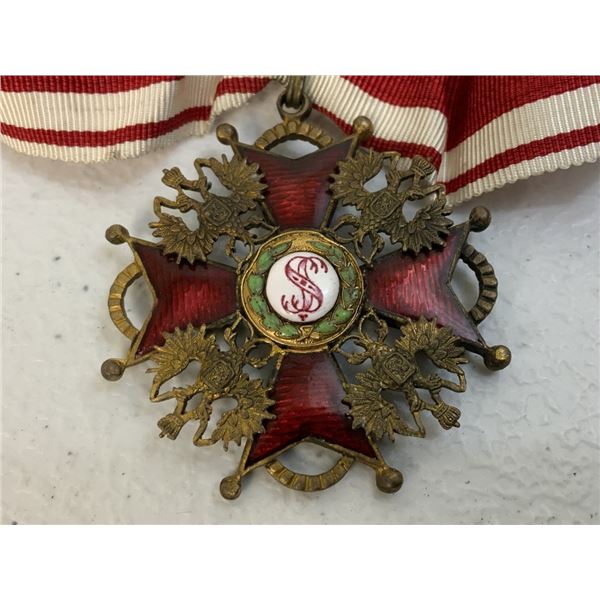 IMPERIAL RUSSIA ORDER OF ST. STANISLAUS IInd CLASS ON THE NECK RIBBON