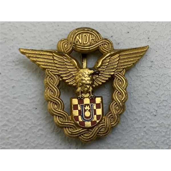 WWII CROATIA CROATIAN PILOT BADGE GOLD 1st MODEL BRACA KNAUS ZAGREB