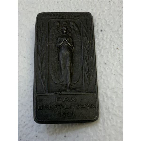 AUSTRIAN EMPIRE K.U.K. WWI 1918 CAP BADGE PAX BREST-LITOWSK