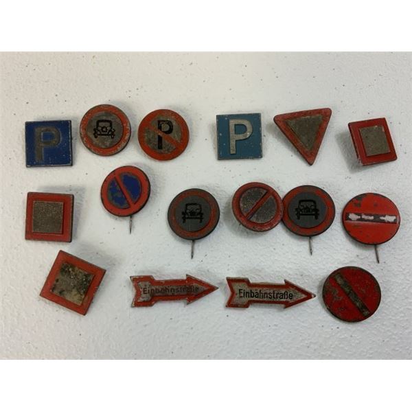 GERMANY THIRD REICH STREET TRAFFIC SIGNS PINS TINNIES LOT OF 16