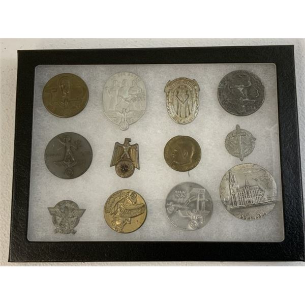 GERMANY THIRD REICH CASED LOT OF TINNIES PINS BADGES