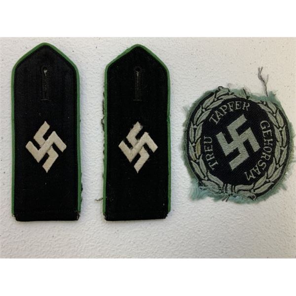 WWII GERMAN AUXILIARY & SECURITY POLICE SCHUMA INSIGNIAS SHOULDER BOARDS AND PATCH
