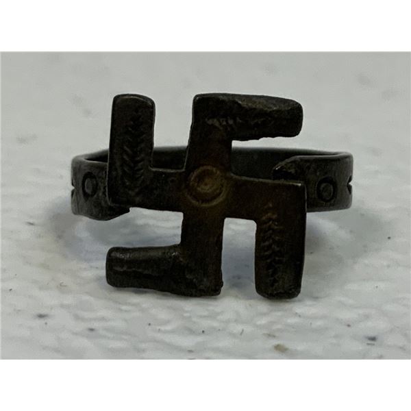 GERMANY THIRD REICH NAZI DECORATED SWASTIKA SMALL SIZE RING