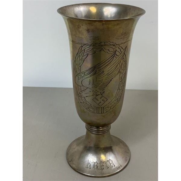 SILVER LUFTWAFFE KRETA GOBLET GIVEN FROM GENERAL STUDENT TO BRUNO BRAUER