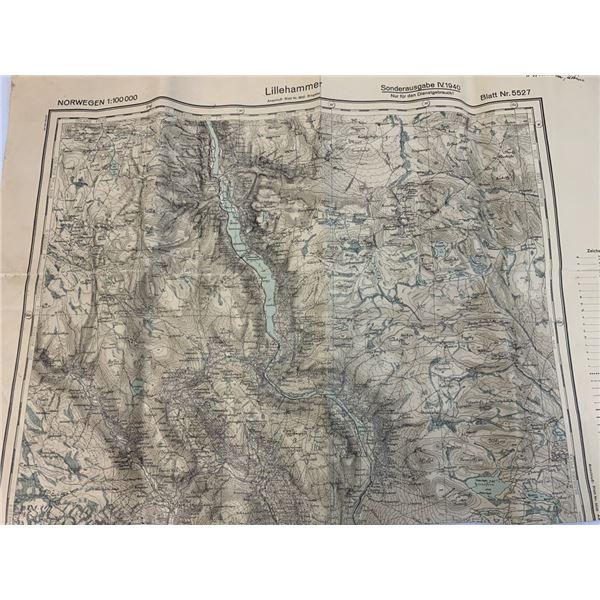 WWII GERMANY MILITARY USED MAP OF NORWAY 1940 DATED