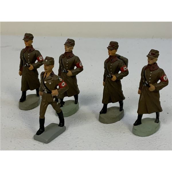 GERMAN NAZI PERIOD LINEOL / ELASTOLIN TOY SOLDIERS RARE RAD MARCHING LOT OF 5