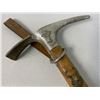 Image 2 : VINTAGE GERMAN ALPINE WALKING STICK ICE PICK AXE DECORATED WITH BADGES