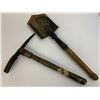 Image 2 : VINTAGE MILITARY FOLDING SHOVEL AND AXE PICK -  US / GERMANY