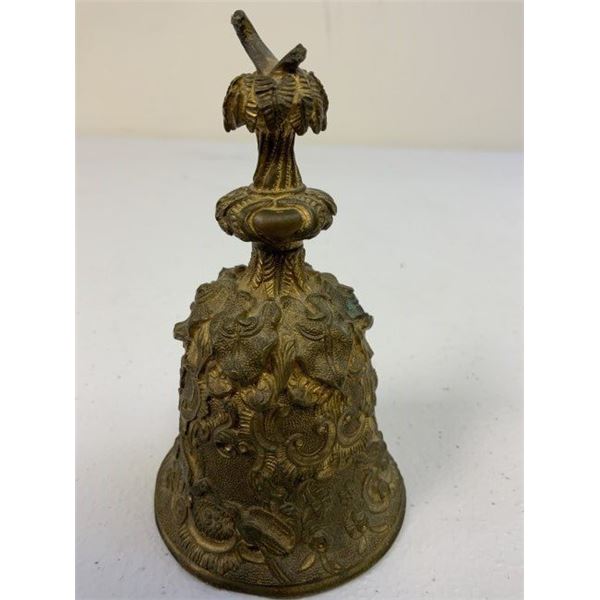 ANTIQUE 19th CENTURY FRENCH DECORATED BRASS BELL