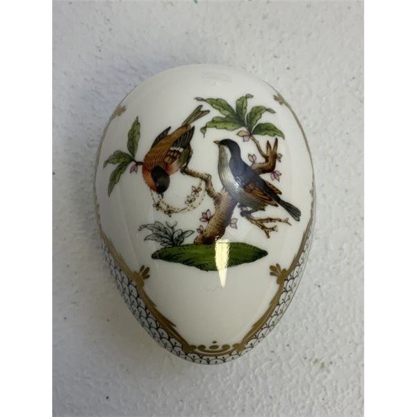 VINTAGE HUNGARIAN HEREND PORCELAIN  "ROTHSCHILD BIRD" 3" EGG BOX