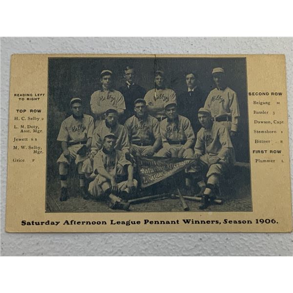 ANTIQUE POSTCARD 1906 SELBY BASEBALL TEAM PENNANT WINNERS
