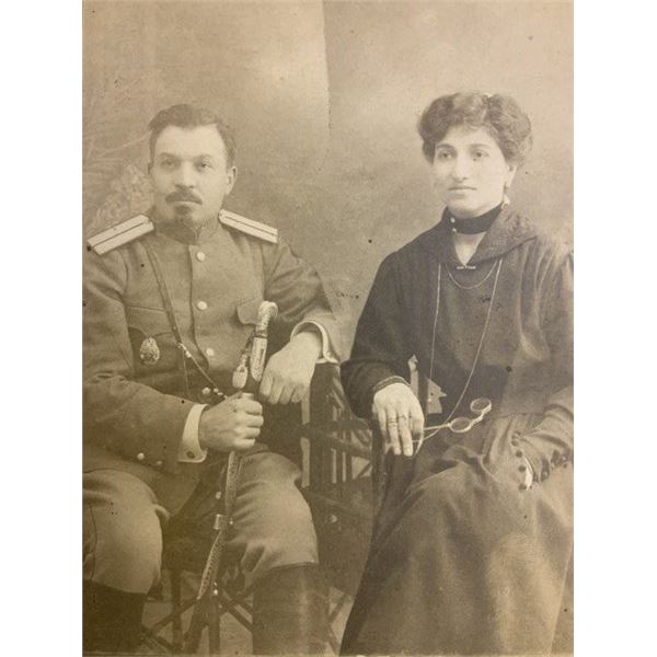 IMPERIAL RUSSIA ANTIQUE  CABINET PHOTO PORTRAIT ARMY OFFICER FAMILY MAN WITH SWORD