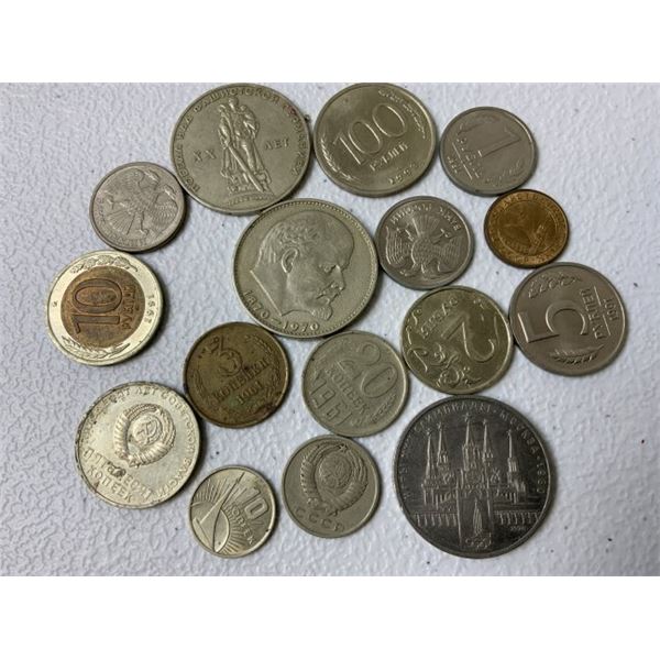 LOT 16 USSR AND RUSSIAN COINS INCLUDING COMMEMORATIVE