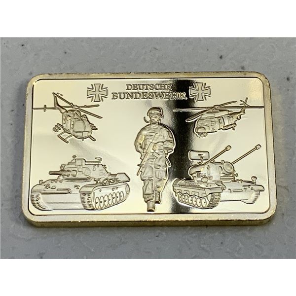 GERMANY GOLD PLATED NOVELTY COIN GERMAN BUNDESWEHR COMMEMORATIVE BAR