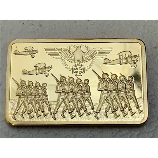 GERMANY GOLD PLATED NOVELTY COIN WWI MILITARY COMMEMORATING BAR