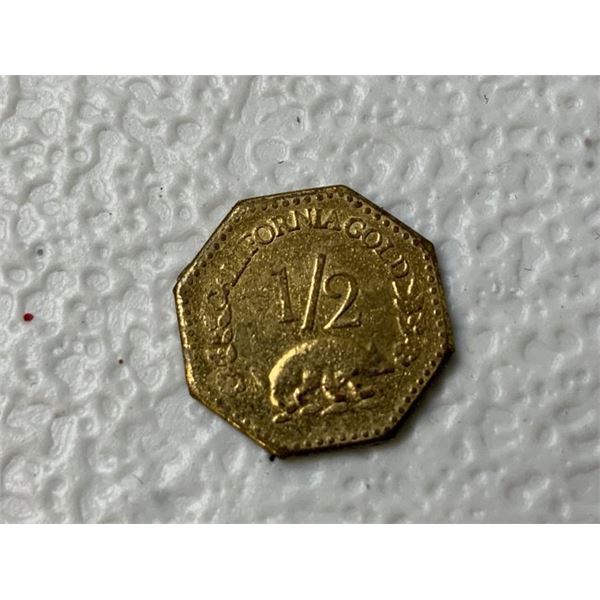 1852 DATED 1/2 FRACTIONAL GOLD COIN