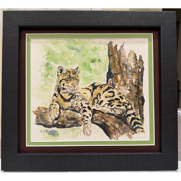 Asian Clouded Leopard in watercolors