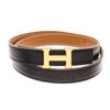 Image 1 : Hermes Black and Brown Leather Mini Constact Belt