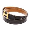 Image 5 : Hermes Black and Brown Leather Mini Constact Belt