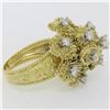 Image 4 : QUALITY Vintage 18K Gold 1.30 ctw Diamond Tiered Textured Cluster Cocktail Ring