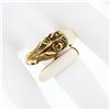 Image 3 : Vintage 18K Yellow Gold Inlaid Horn Detailed Horse Head Bypass Wrap Band Ring