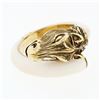 Image 4 : Vintage 18K Yellow Gold Inlaid Horn Detailed Horse Head Bypass Wrap Band Ring