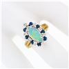 Image 3 : Vintage 14k Gold Marquise Opal Round Sapphire Diamond Halo Cocktail Ring
