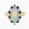 Image 4 : Vintage 14k Gold Marquise Opal Round Sapphire Diamond Halo Cocktail Ring