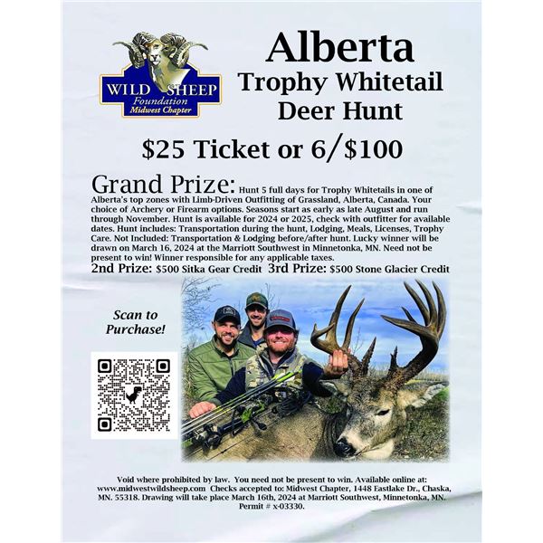 Alberta Trophy Whitetail Deer Hunt Raffle