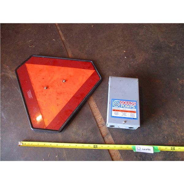 Goulds Pump Electrical Box, Slow Moving Sign