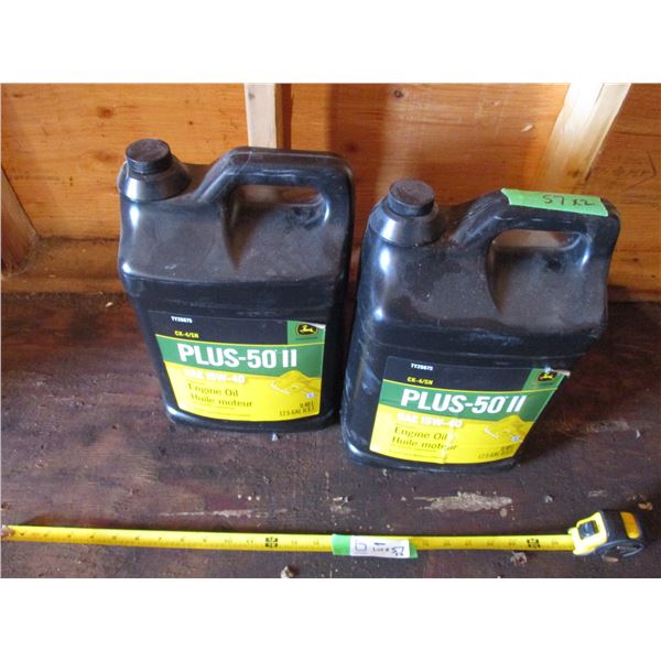 (2) John Deere Engine Oil 15w40 (1) Sealed (1) Opened 1/2 Gone