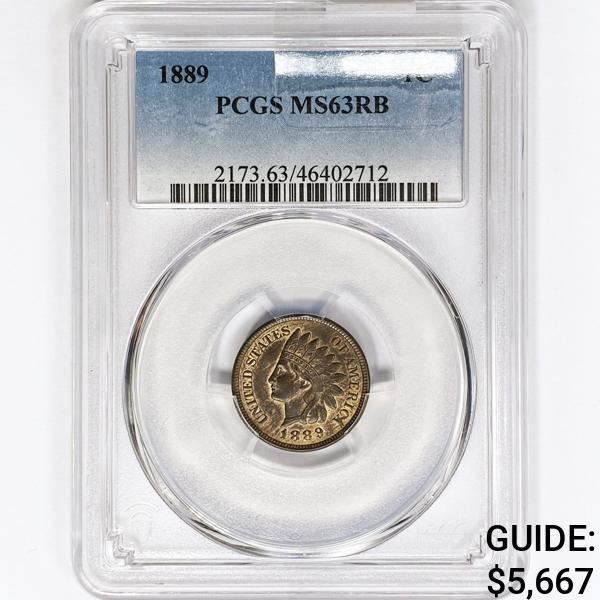 1889 Indian Head Cent PCGS MS63 RB