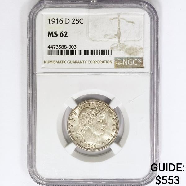 1916-D Barber Quarter NGC MS62