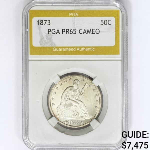 1873 Seated Liberty Half Dollar PGA PR65 CAMEO