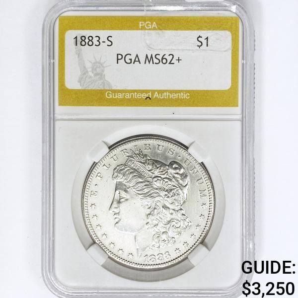 1883-S Morgan Silver Dollar PGA MS62+