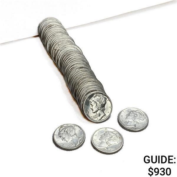 1943 Mercury Dime Roll (48 Coins) UNC