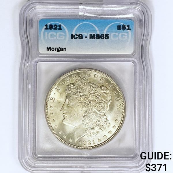 1921 Morgan Silver Dollar ICG MS65