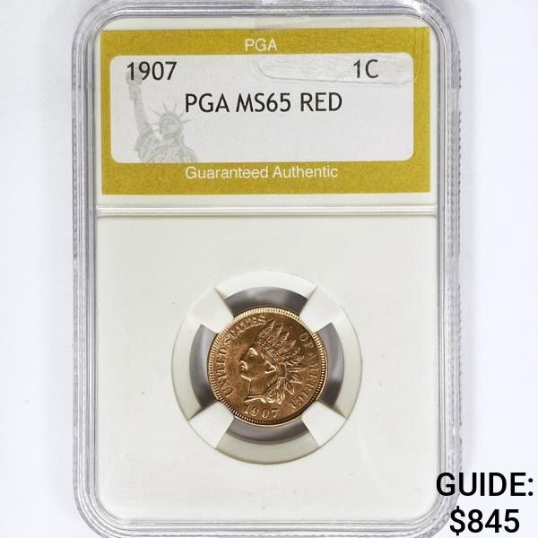 1907 Indian Head Cent PGA MS65 RED