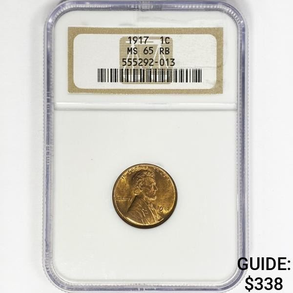 1917 Wheat Cent NGC MS65 RB