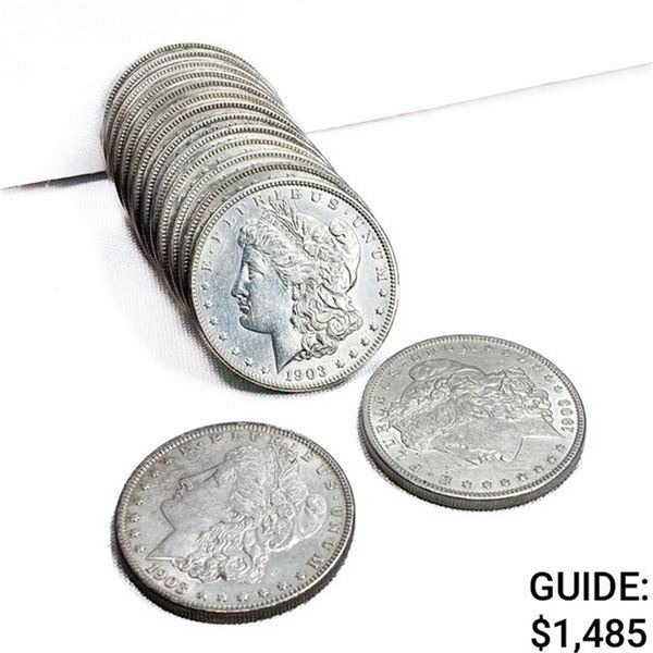 1902 Morgan Silver Dollar Roll (15 Coins) BU