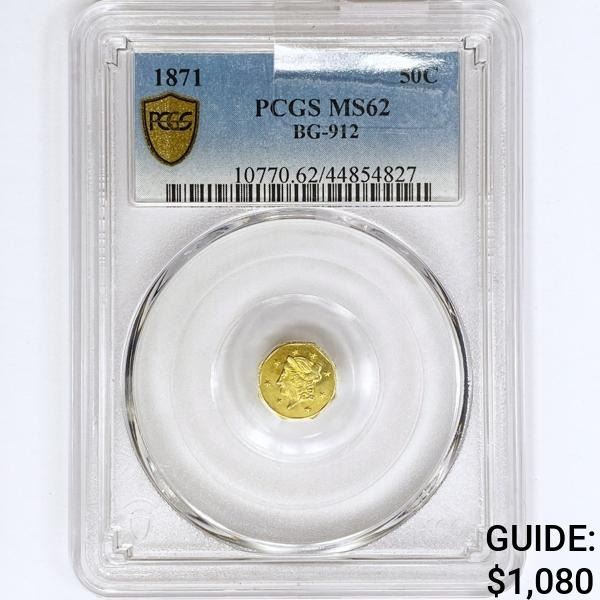 1871 Octagonal California Gold Half Dollar PCGS MS