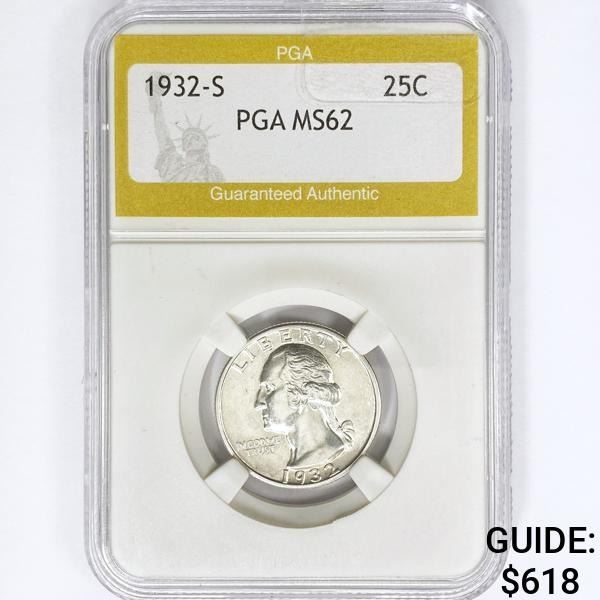 1932-S Washington Silver Quarter PGA MS62