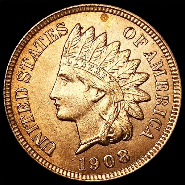 1908 RD Indian Head Cent GEM BU