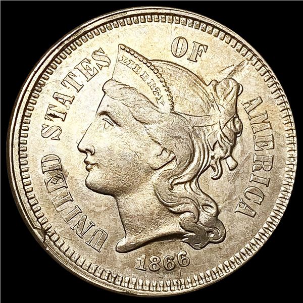 1866 Nickel Three Cent CLOSELY UNCIRCULATED