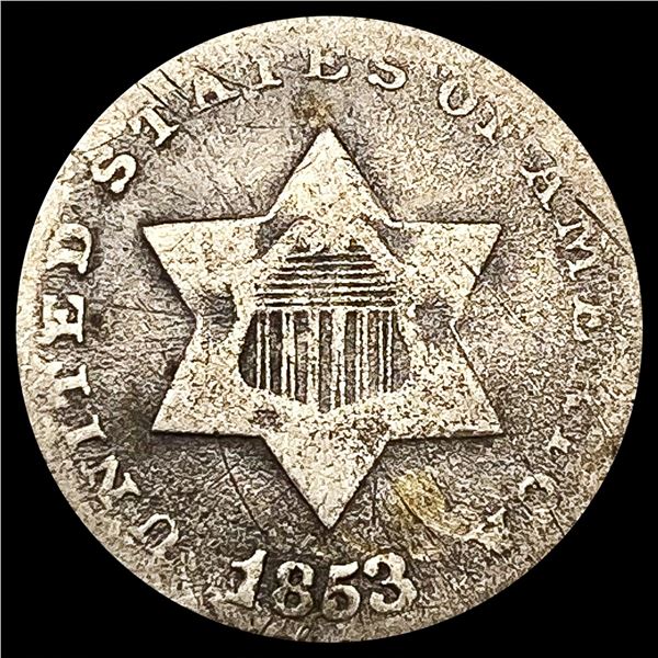 1853 Silver Three Cent NICELY CIRCULATED